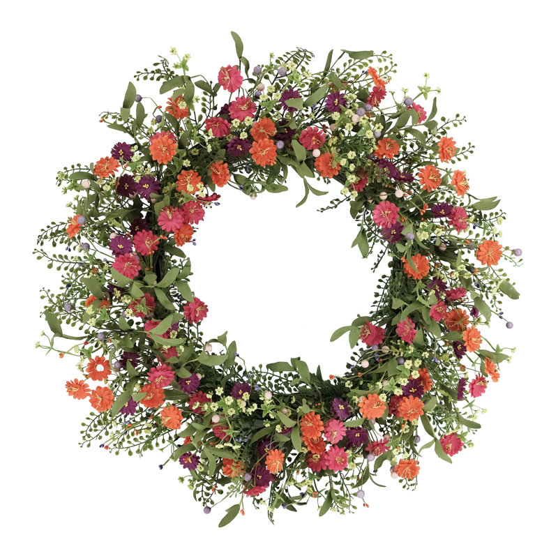 30" Artificial Daisy Floral Spring Wreath