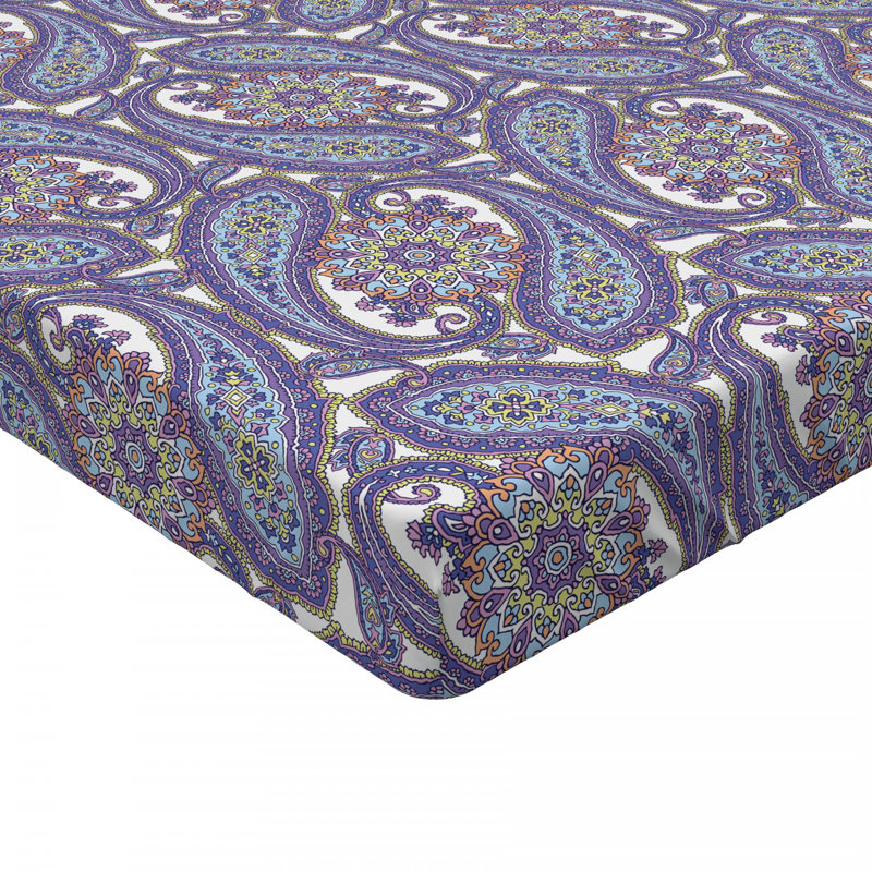 Microfiber Paisley Fitted Sheet, Twin Fitted Sheet, Purple Paisley
