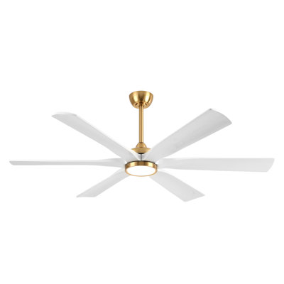 Ventilateur de plafond avec lumières, 6 pales en bois massif, moteur à courant continu réversible, contrôle intelligent de l'application et 3 lumières DEL de couleur