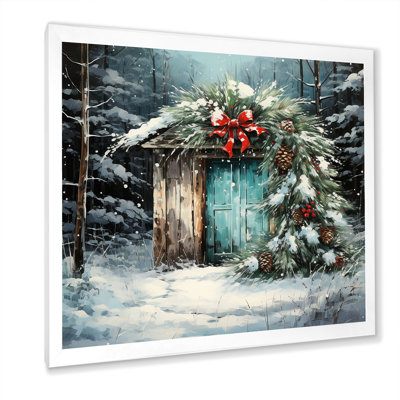 Couronne de Noël verte et hiver II - art mural couronne