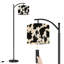 Lampe sur pied à arc avec abat-jour réglable en cuir de vache noir et blanc avec imprimé animalier et lampe sur pied à 3 températures et intensité variable avec interrupteur au pied pour la chambre à coucher