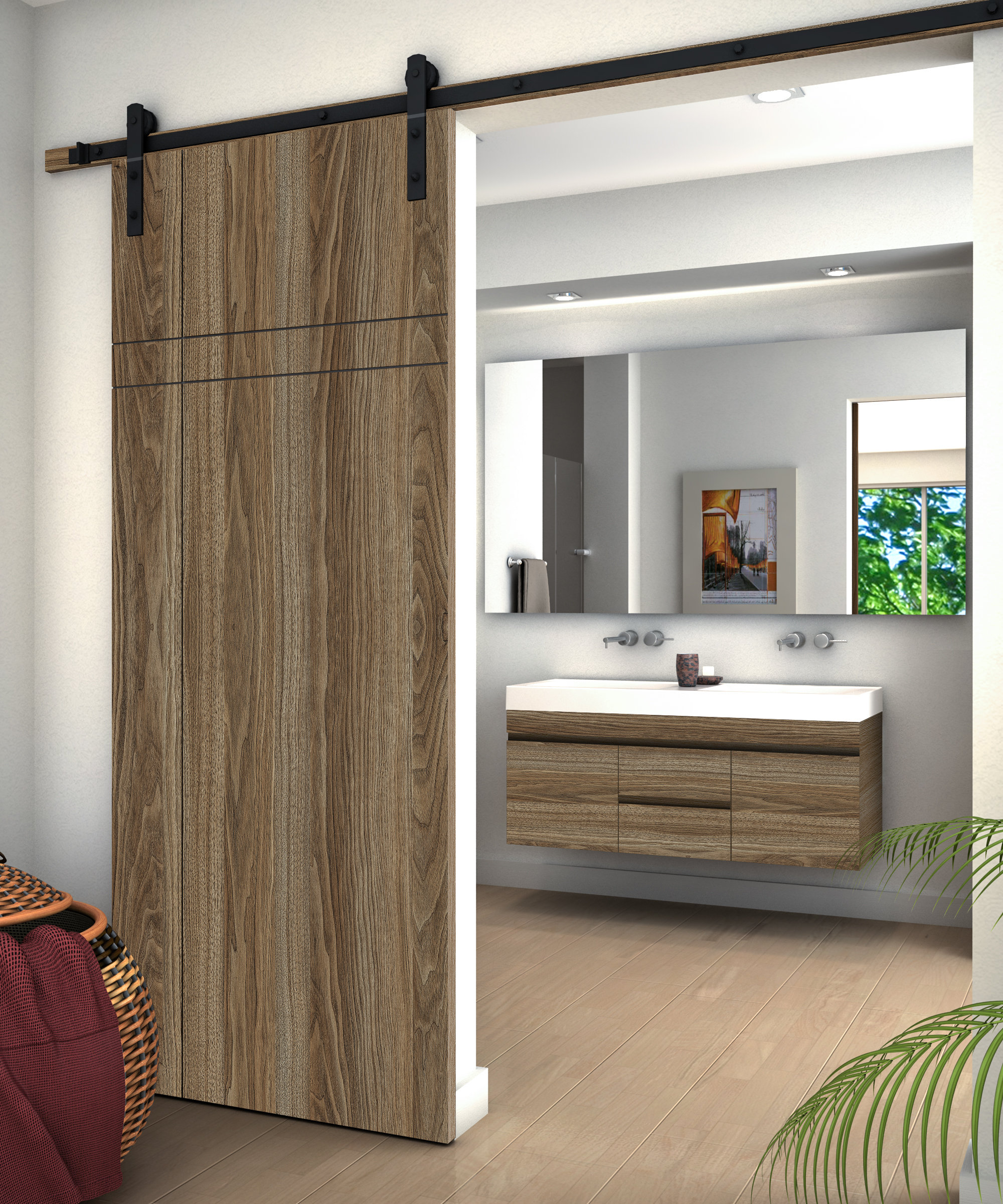 Lift Bridge Kitchen & Bath Flush Manufactured Wood Finish Barn Door