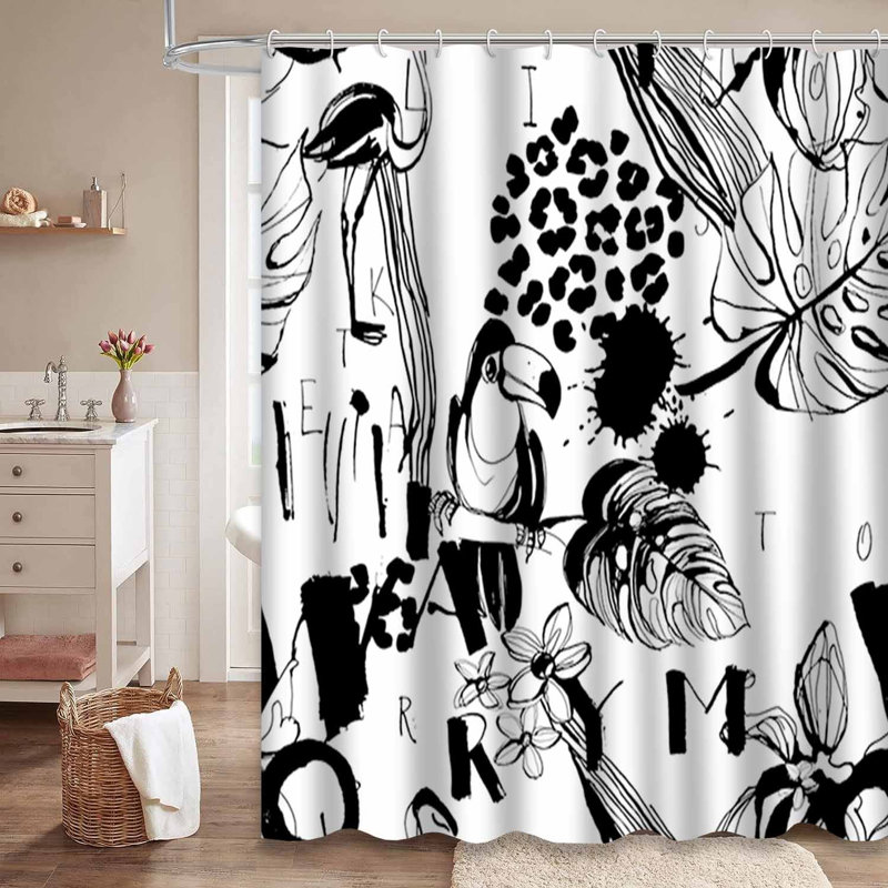 Rideau de douche Tropical Birds Monstera Palms, L 72 po x l 84 po