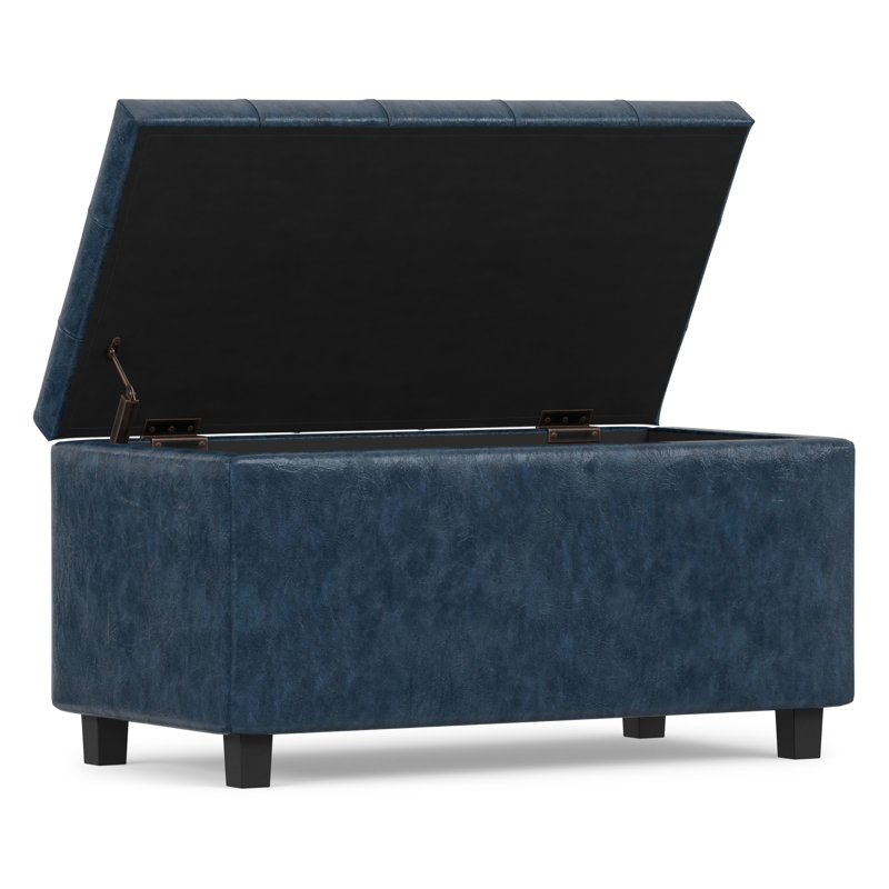 Banc repose-pieds avec rangement caché Cosmopolitan, Bleu denim
