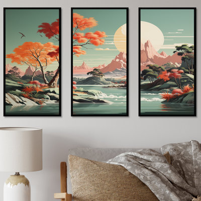 Vintage Japanese Lake Scenery III - Port Landscape Coastal Wall Art