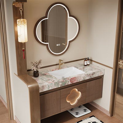 Wall Mounted Combined Vanity Unit Bathroom Vanity With Top with Mirror