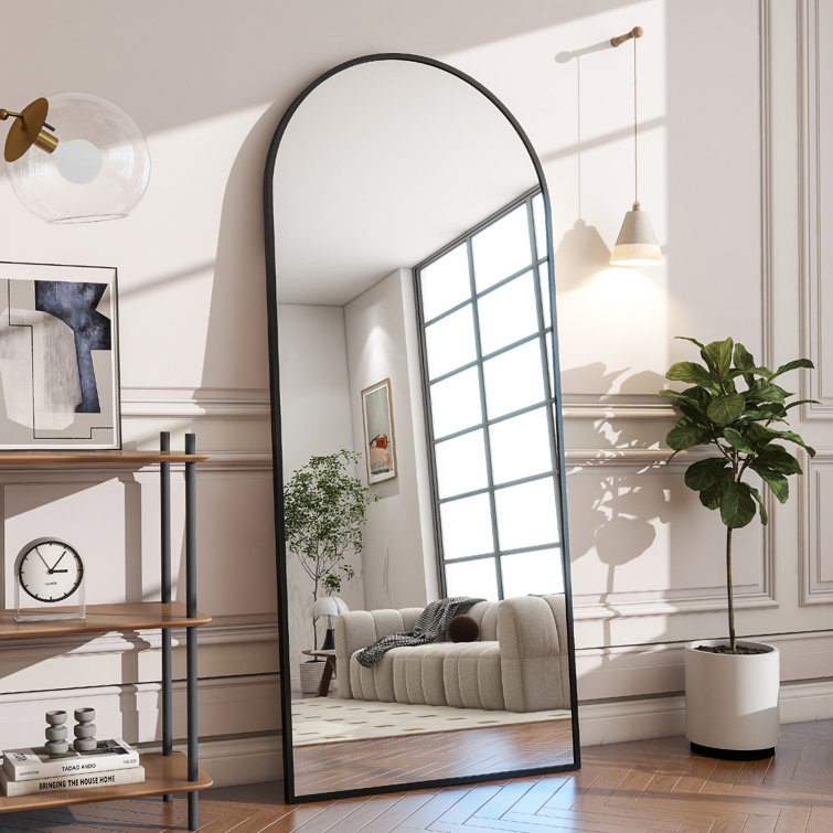 Full Length Mirror Arch Floor Mirror Wall Mirror Hanging Or Leaning Arched-Top Full Body Mirror With Stand For Bedroom, Dressing Room