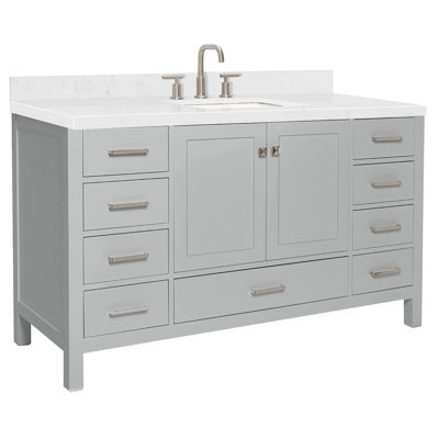 Cambridge 60.25'' Single Bathroom Vanity with Carrara Quartz Top