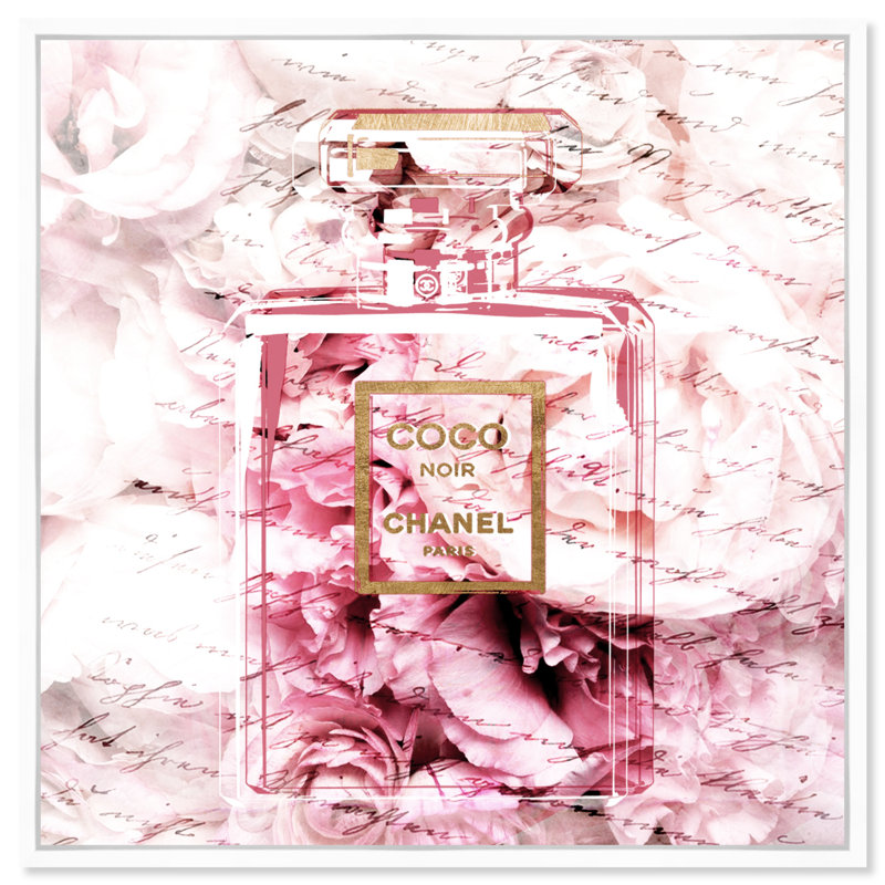 Parfum romantique français - Impression sur toile, 16" H x 16" W, Toile avec cadre blanc