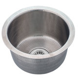 Brightwork 15-Inch Hand Hammered Round Stainless Steel Bar Sink