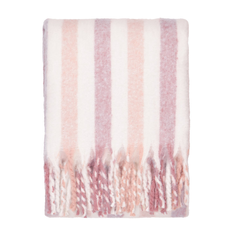 Beechwood Machine Woven Throw Blanket, Pink/White Striped