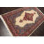 Tapis rouge / beige en laine noué à la main de conception unique 4 pi 4 po x 6 pi 5 po Jaronda