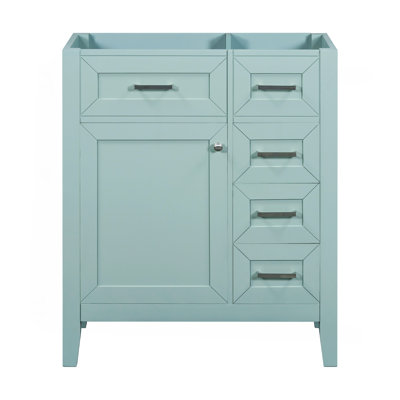 Meuble-lavabo de 30 po sans lavabo, base d'armoire seulement, armoire de salle de bain avec tiroirs, structure solide et panneau de fibres à densité moyenne, vert