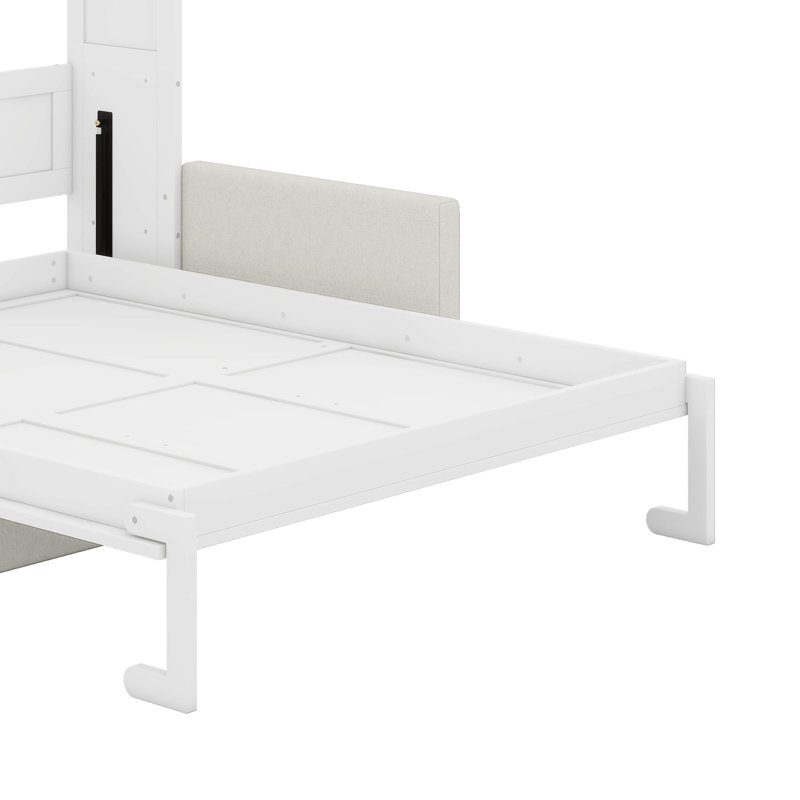 Lit escamotable double pleine grandeur avec coussin, Lit double, Blanc