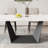 63"-95"Extendable Dining Table For 6-10,White Glossy Sintered Stone Tabletop, Modern Kitchen Table with black Steel Legs