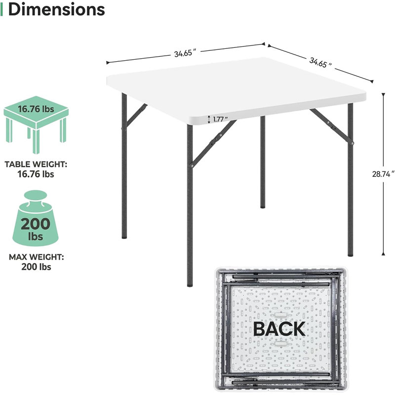 Table carrée de 35 po Homlux