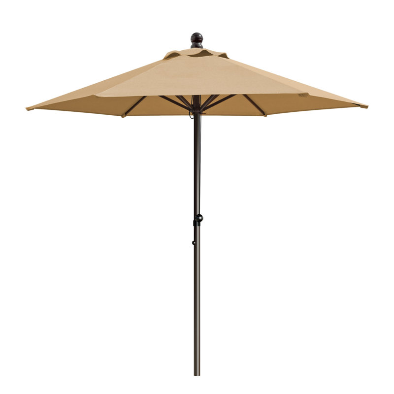 Parasol pour terrasse de jardin de 7,5 pi et 6 côtes avec poulie et parasol, Tanné