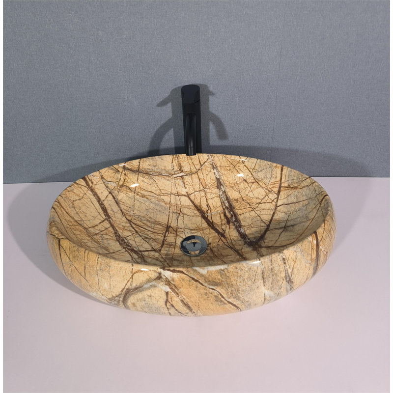 Lavabo de salle de bain vasque ovale en céramique et marbre
