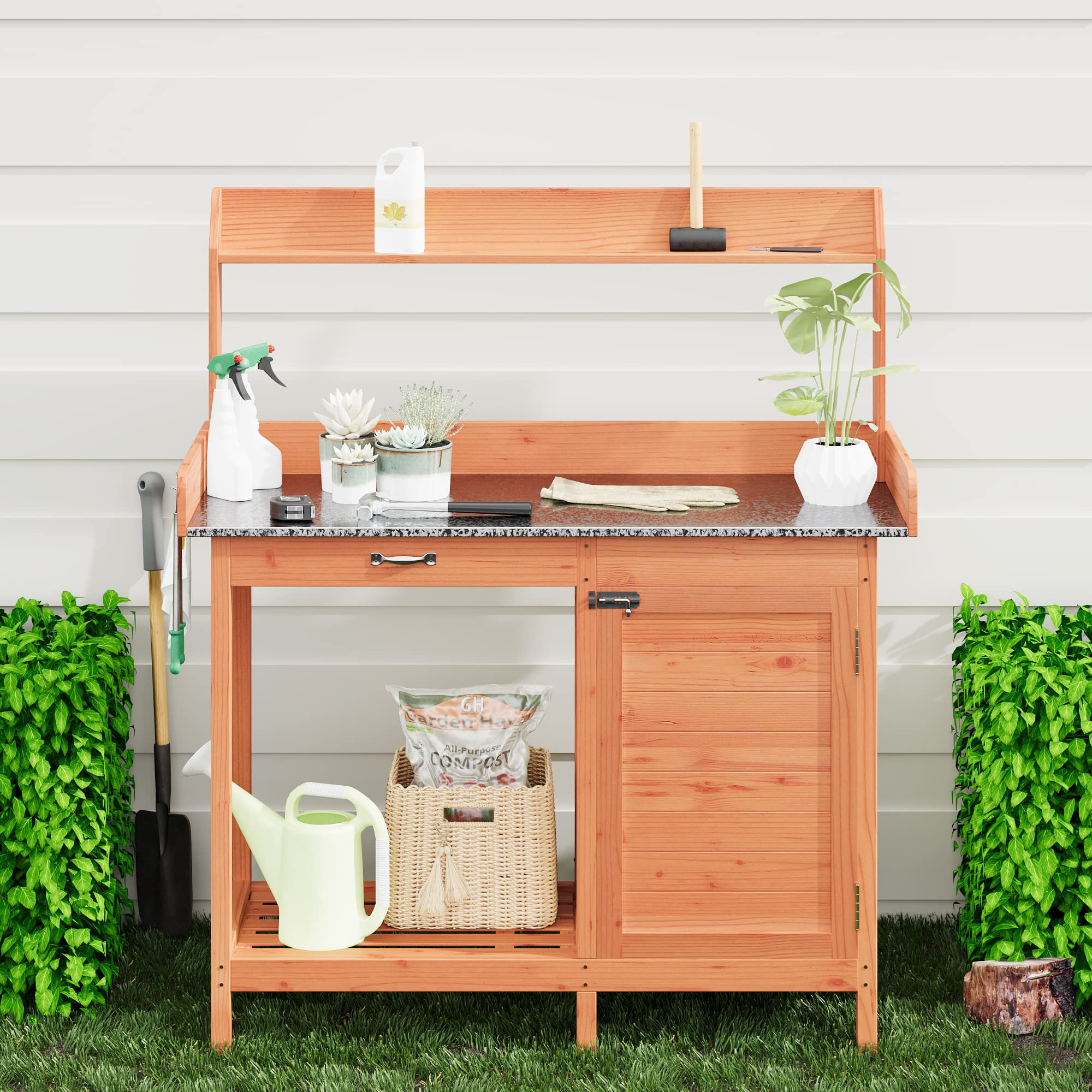 Arlmont & Co. Nicolla Fir Potting Bench | Wayfair