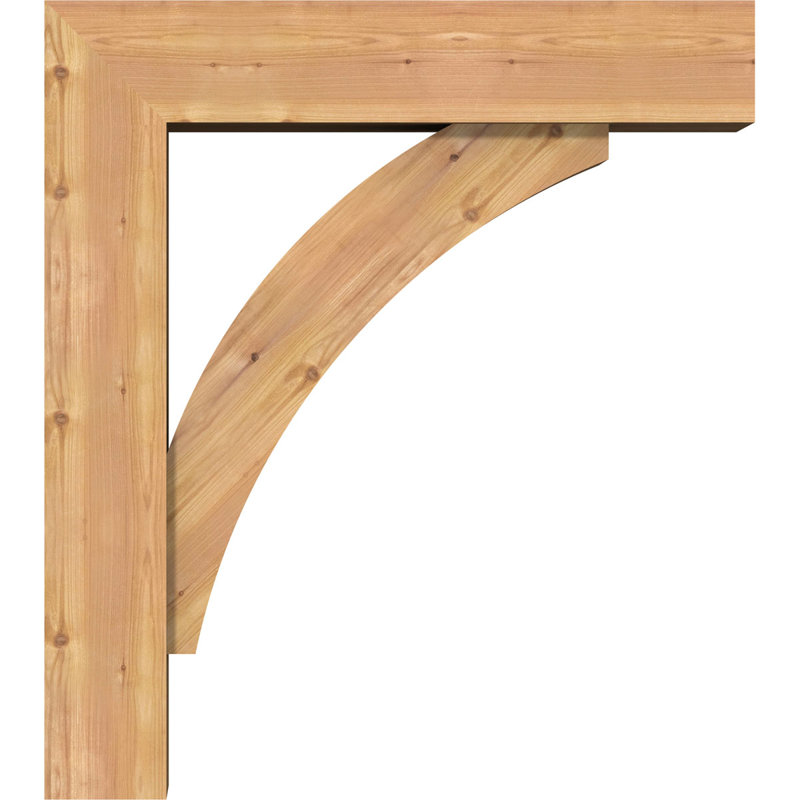 Thorton Block Bracket with Offset Brace, 4"W Western Red Cedar (Rough Sawn), 36 x 32