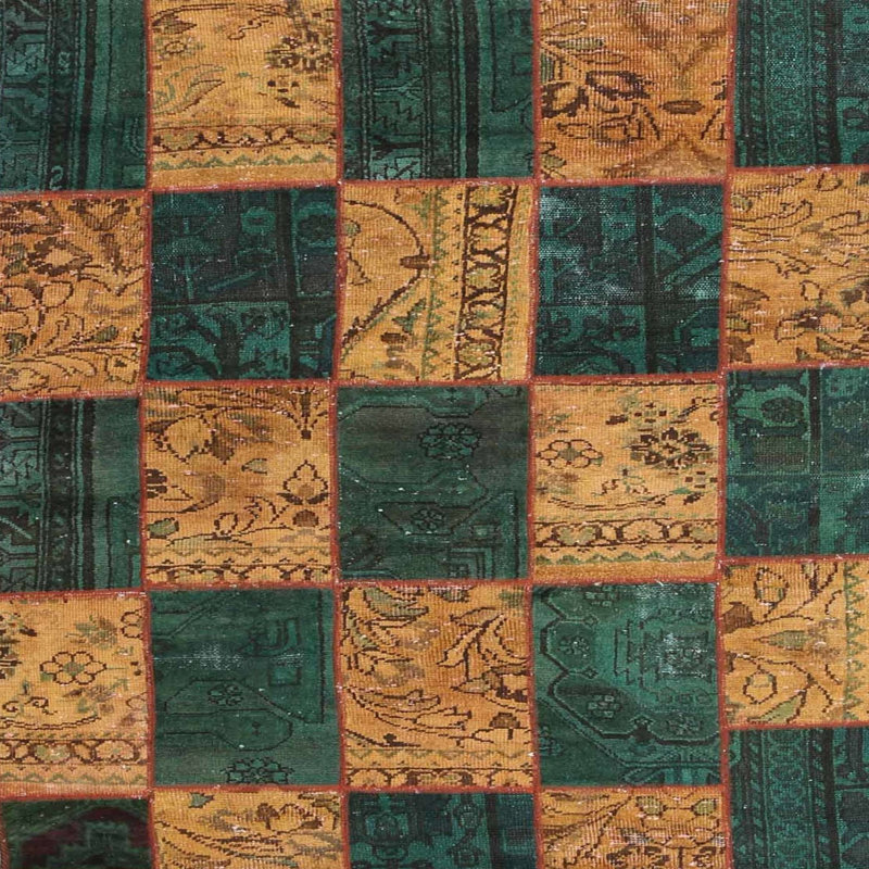 Tapis turquoise / brun clair Patchwork, Carré 7 pi