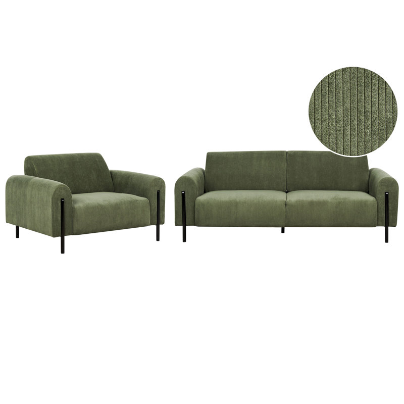 Saiyan 2 Piece Reclining Living Room Set, Green Corduroy