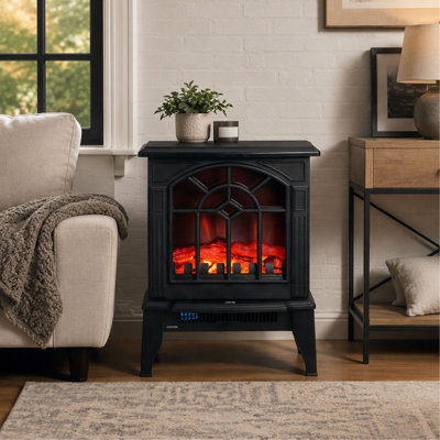 Freestanding Electric Fireplace Heater with Realistic Flame Effect, Portable Electric Heater for Indoor Use