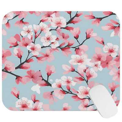 Floral Sakura Cherry Blossoms IX Asian Gaming Cute Office Laptop Desk Pad Gift Mat Square Rectangle Non-Slip Mousepad