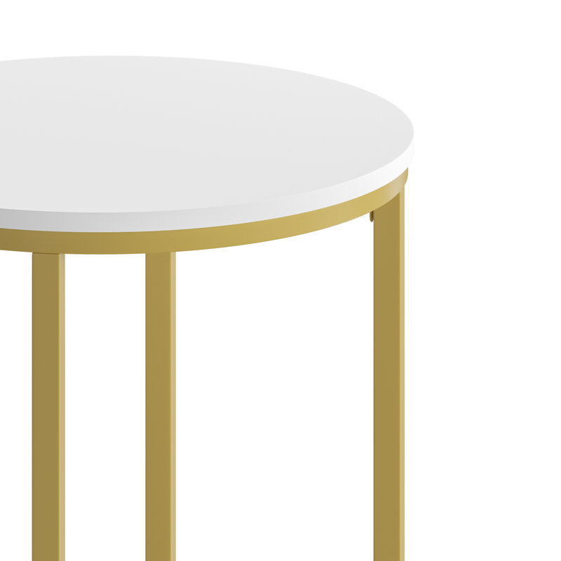 Hampstead Collection End Table - Modern Laminate Accent Table with Crisscross Frame, White, Brushed Gold