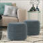 Pouf rond en coton tressé Bayley - bleu égéen / naturel | Bleu | Rond-697470989