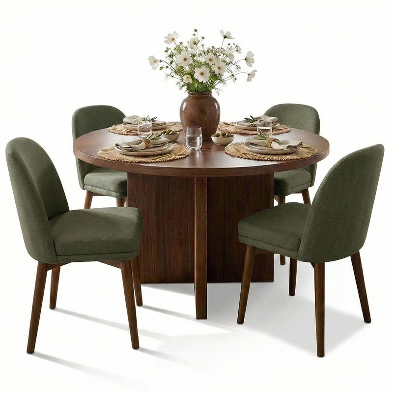 Mid-Century 5-Piece Modern Dining Set For 4, Green