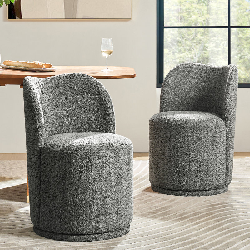 Clester Modern 360-Degree Swivel Dining Chair Set, Gray, 2