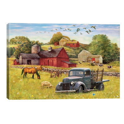 Tally Ho Farms And Truck by Greg & Company - Wrapped Canvas Print