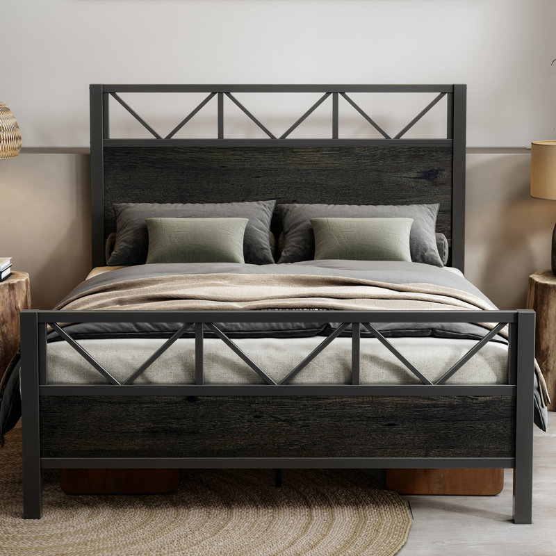 Wykeisha Platform Bed, King, Charcoal Gray