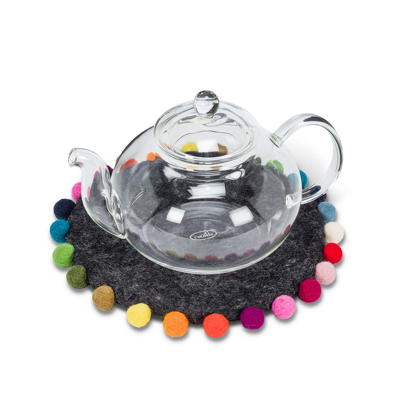 Trivet à pompon, Gris anthracite