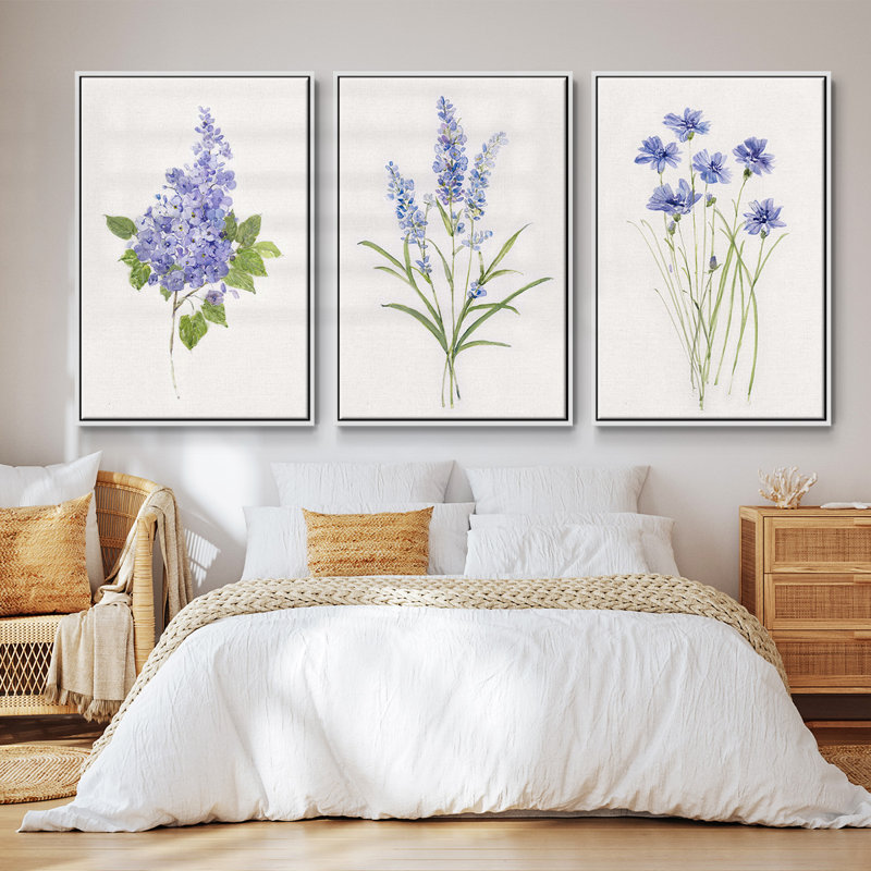 Ensemble de 3 cadres flottants sur toile, Cadre flottant blanc, H 27 po x l 54 po