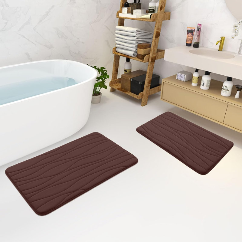 Lougene Memory Foam Non-Slip Bath Rug, Brown