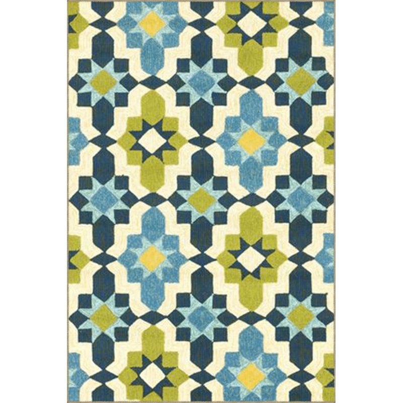Tapis décoratif bleu moderne et bleu, Sous-tapis carré 3 pi 3 po inclus