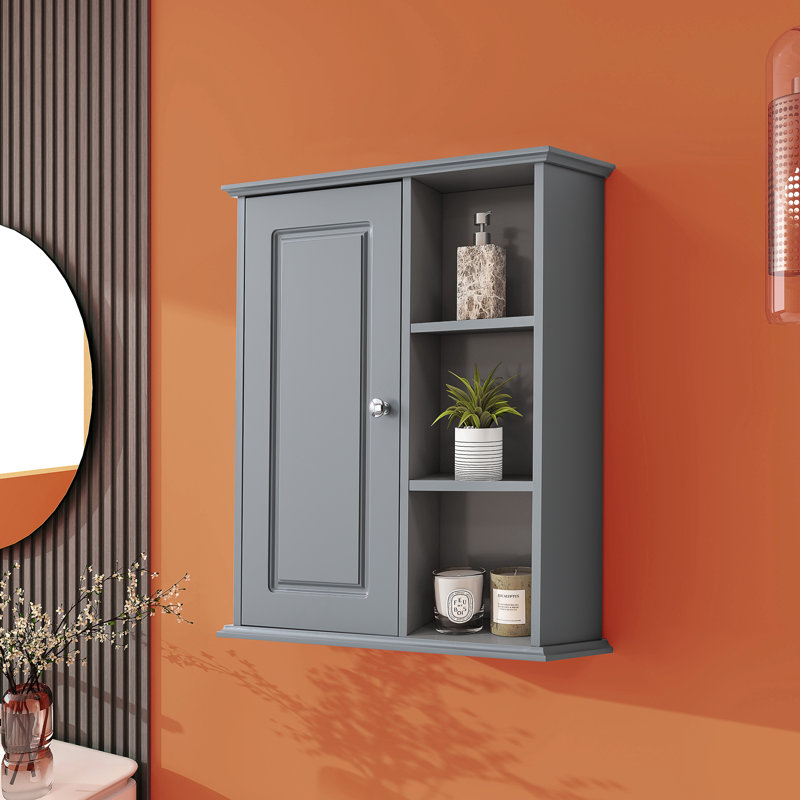 Rangement mural pour salle de bain Olevide, Gris