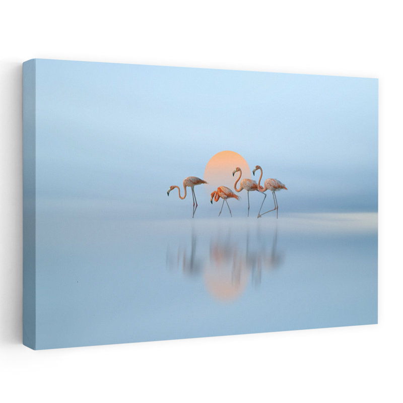 «Flamingo in Haven», art mural contemporain abstrait, H 60 po x l 40 po