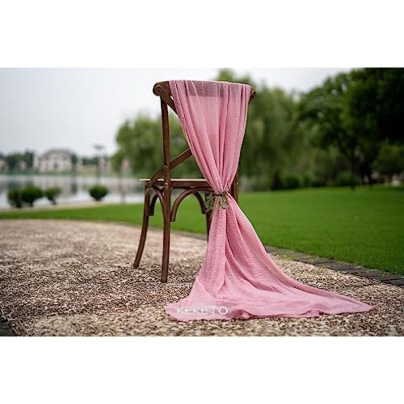 Chemin de table en mousseline rose poudré (lot de 6), 3 mètres, pour décoration de fête ou de maison