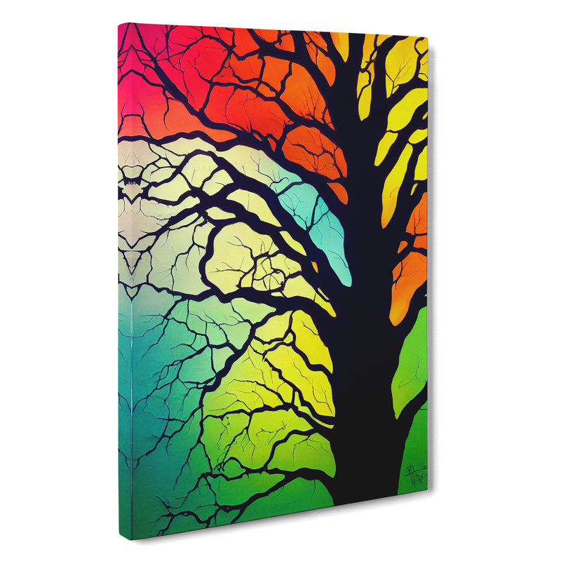 Colourful Abstract Tree No.6 - Wall Art, Wrapped Canvas, 50cm H x 35cm W x 3cm D, No Matte