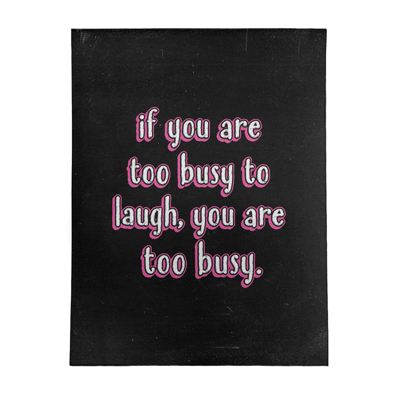 Tapis en chenille de polyester de style tableau noir «Make Time For Laughter», Rectangle 8 pi x 10 pi