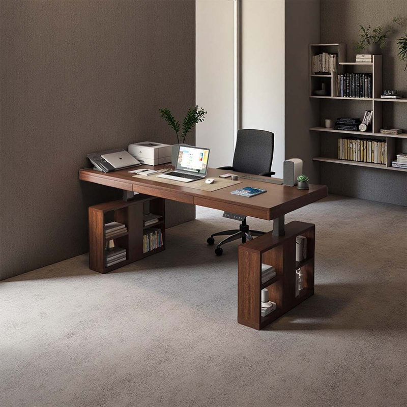 Table double réglable en hauteur avec double compartiment de rangement, H 31,89 po x l 70,87 po x P 31,5 po
