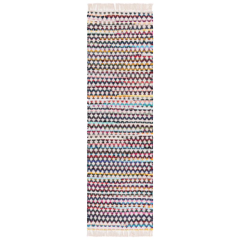 Montauk 538 Hand Woven Cotton Geometric Shapes Rug, Runner 2'3" x 8'
