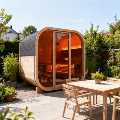 4 - Person Brown Square Outdoor Sauna
