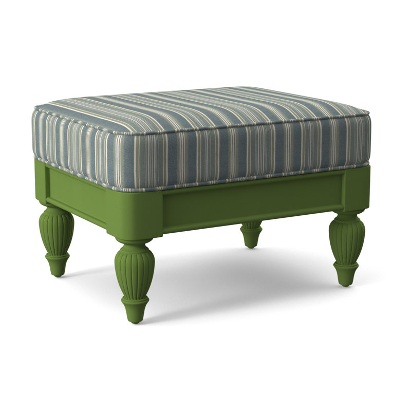 Grand View Ottoman, Java Finish, Green and Blue Stripe; 0252-54