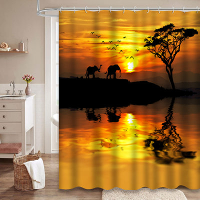 Rideau de douche avec 12 crochets Afrique