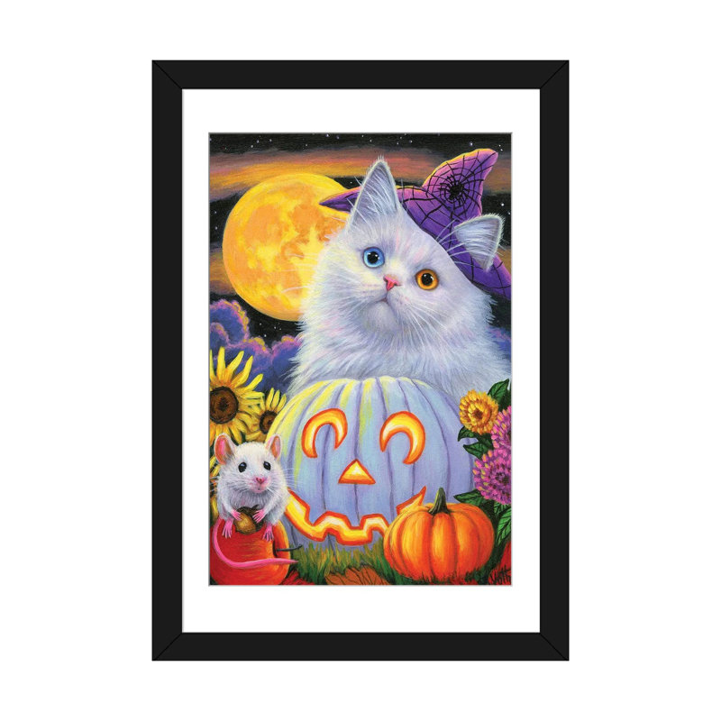 Boo's Halloween - Reproduction d'art murale - Papier d'art encadré, Noir