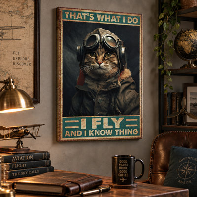«I Fly And I Know Things Pilot», art mural sur toile tendue - Décoration de salon, de chambre à coucher ou de bureau